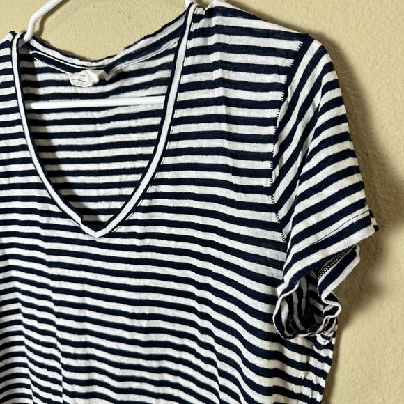 GAP Classic V Neck Tissue Knit Striped T Shirt Size Large - Picture 4 of 6